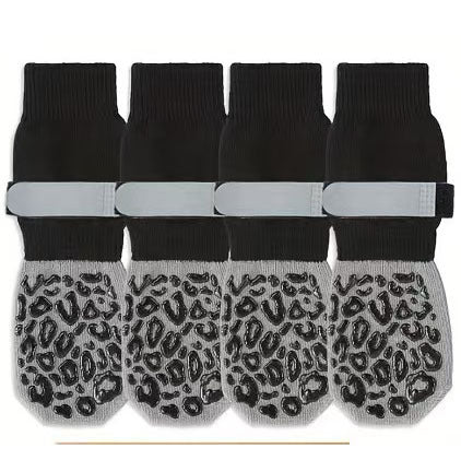 Non-Slip Dog Socks | Leopard Print Cotton Paw Protection