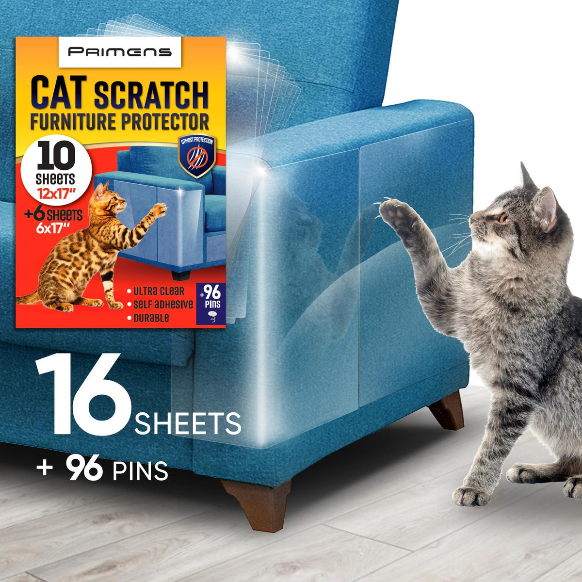 Clear Cat Scratch Furniture Protectors — 16 Sheets