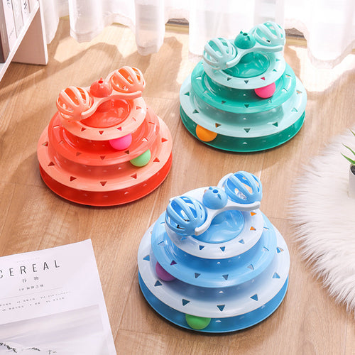 4-Layer Track Ball Cat Toy | Interactive Spinning Turntable