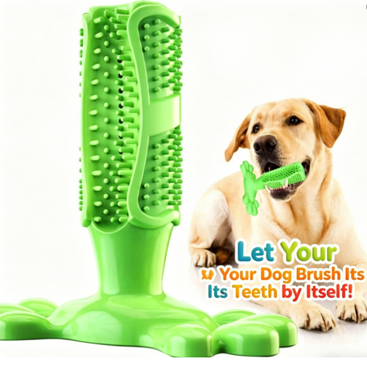Dog Dental Chew Toy | Rubber Teeth Cleaning Toothbrush Toy