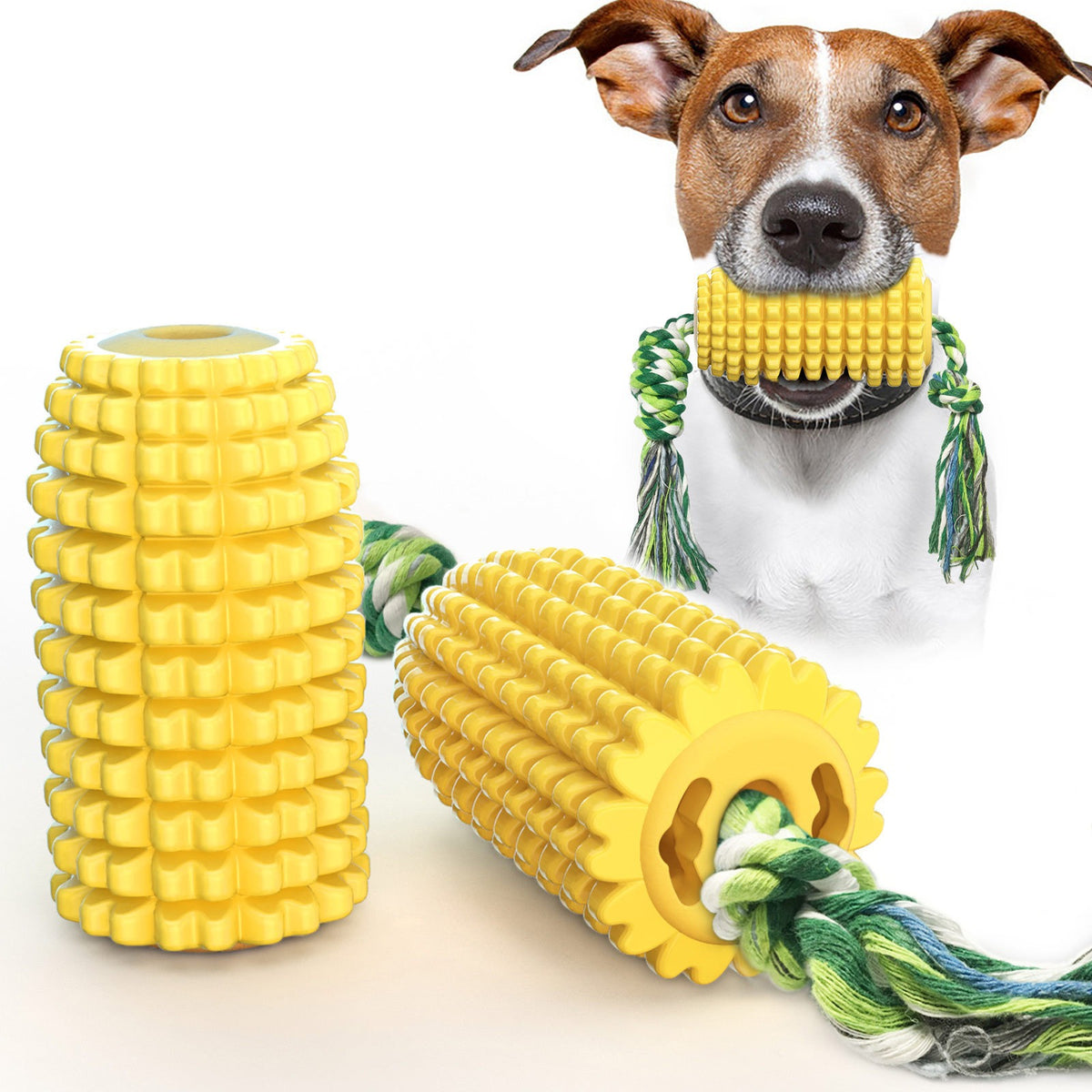 Corn Squeaky Dog Toy | Cotton Rope Teething Chew Stick