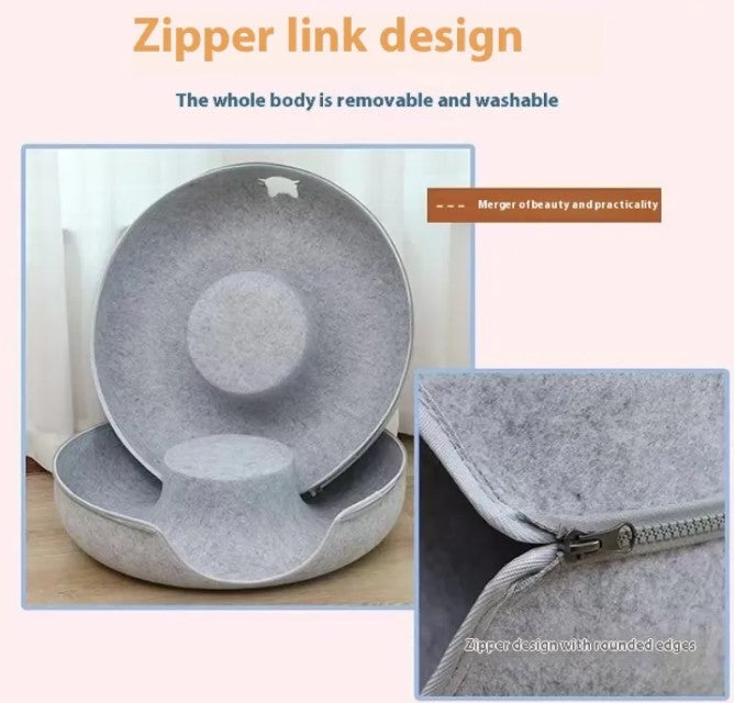 2-in-1 Round Cat Tunnel Bed