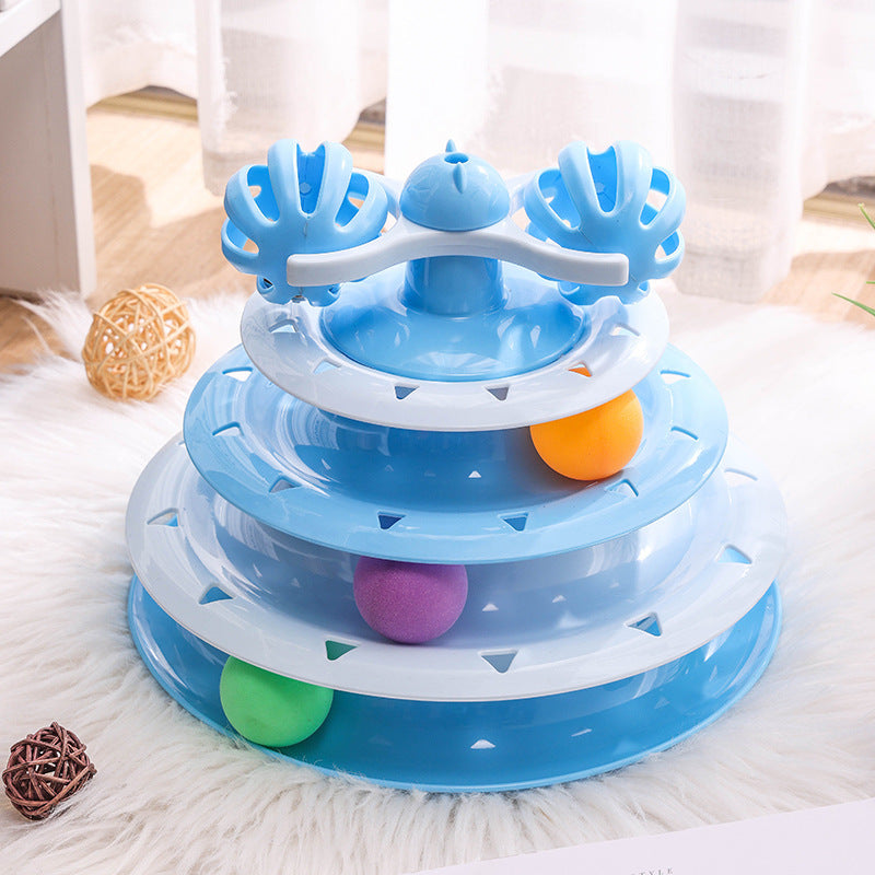 4-Layer Track Ball Cat Toy | Interactive Spinning Turntable