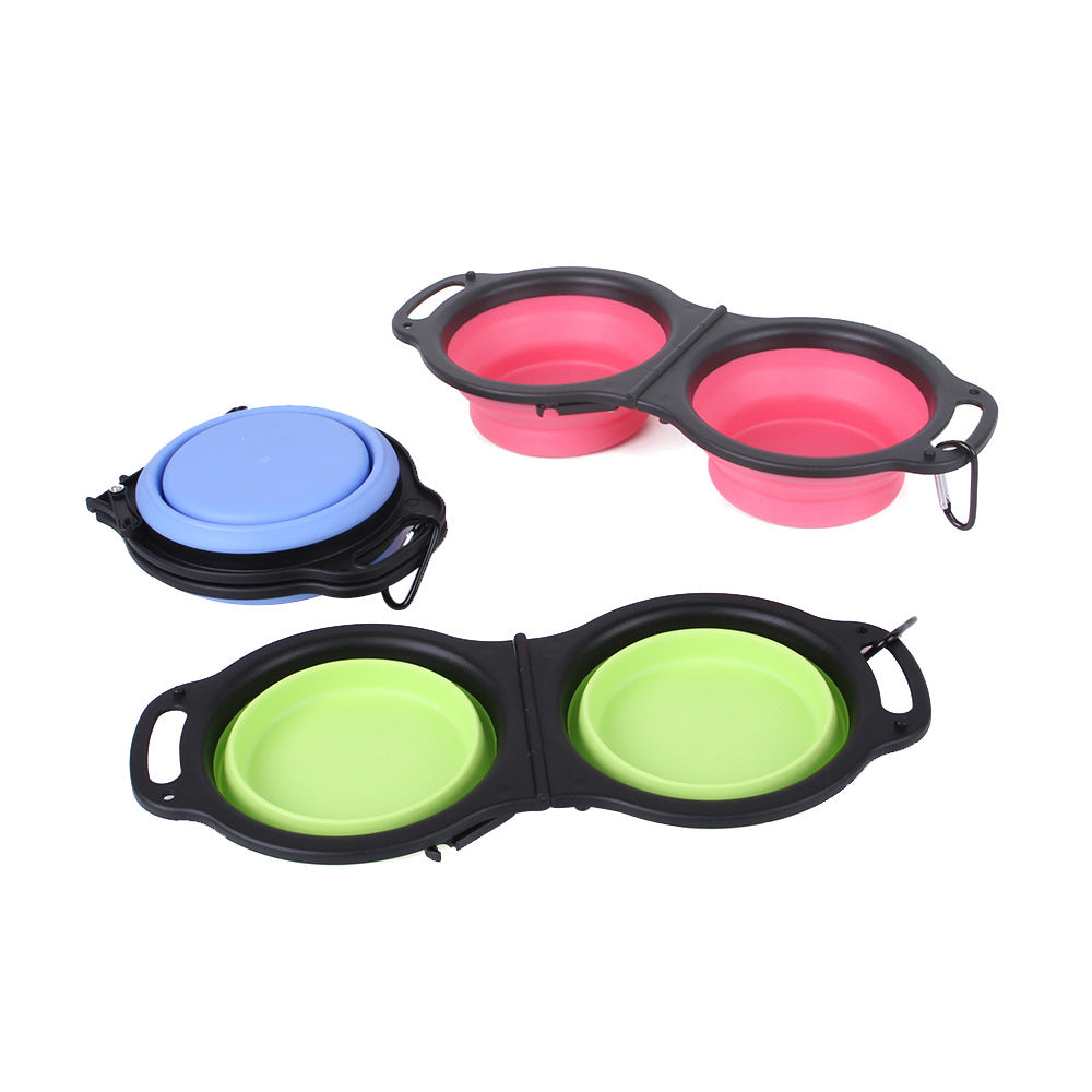Foldable Silicone Dog Bowl | Portable Double Travel Pet Bowl