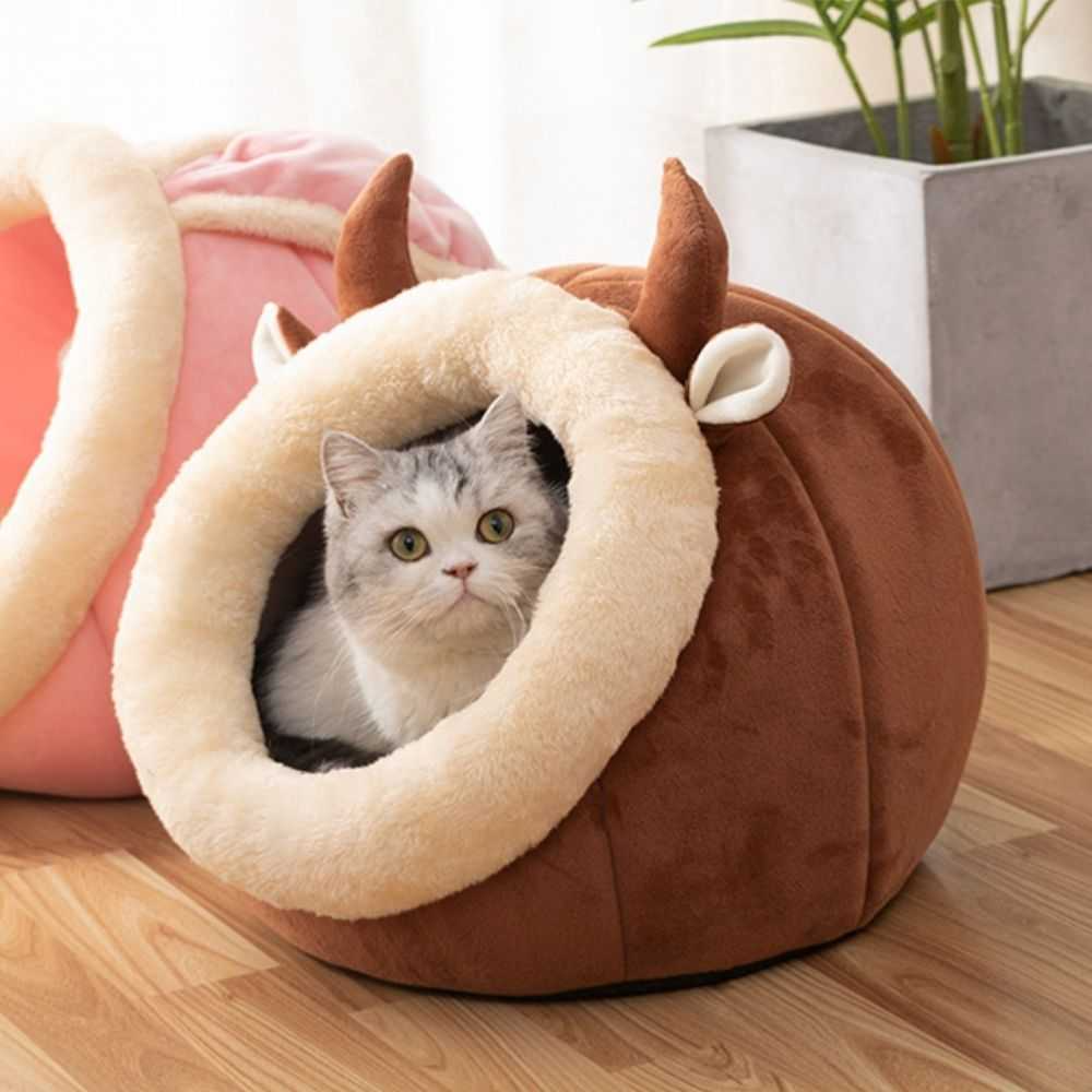 Semi-Enclosed Plush Cat Nest Bed