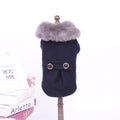 Fur Collar Dog Coat | Classic Wool Blend Pet Outerwear
