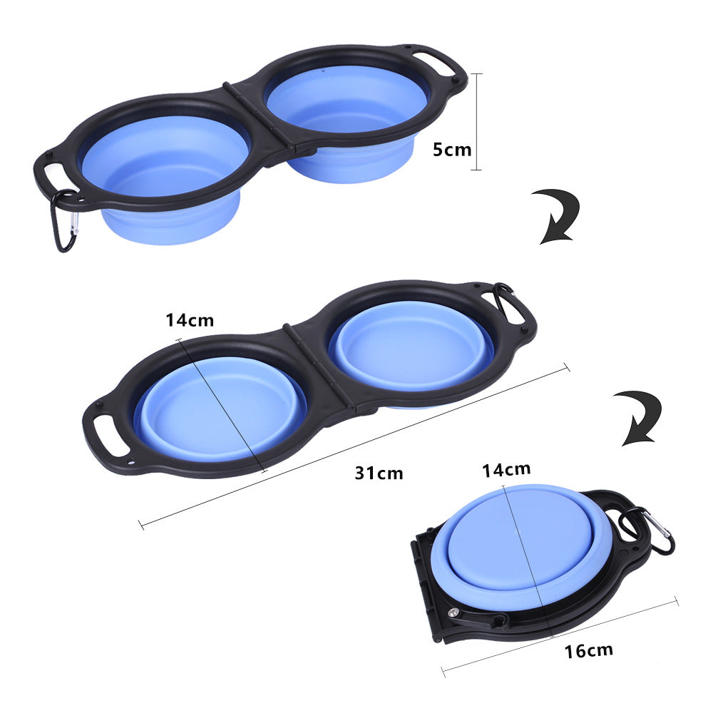 Foldable Silicone Dog Bowl | Portable Double Travel Pet Bowl