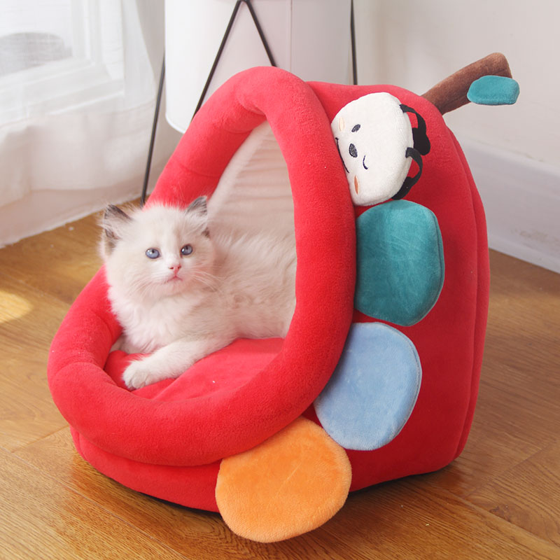 Semi-Enclosed Cat House with Washable Cover