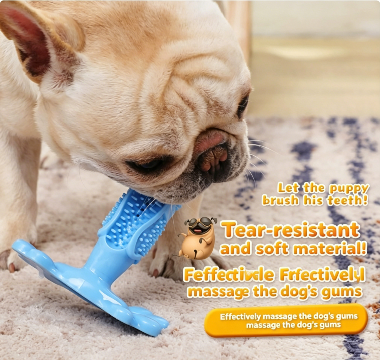 Dog Dental Chew Toy | Rubber Teeth Cleaning Toothbrush Toy