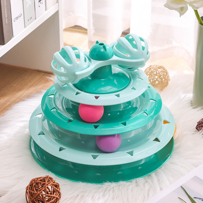 4-Layer Track Ball Cat Toy | Interactive Spinning Turntable
