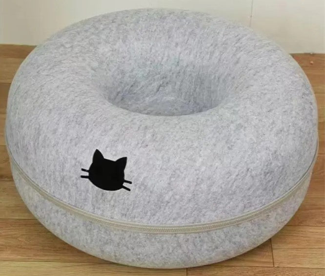 2-in-1 Round Cat Tunnel Bed