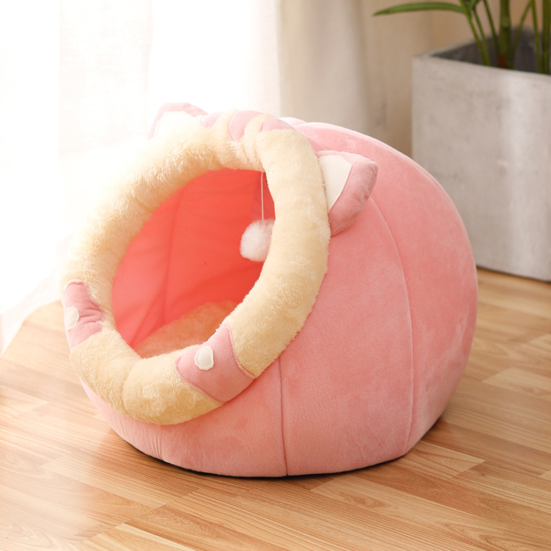 Semi-Enclosed Plush Cat Nest Bed