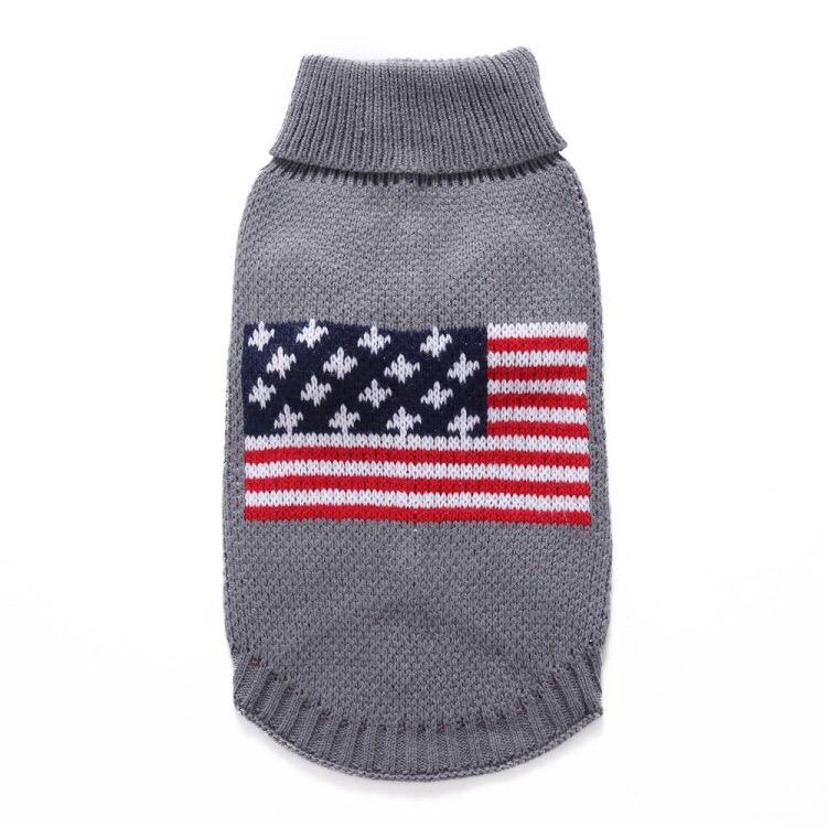 American Flag Dog Jumper | Patriotic Winter Pet Sweater