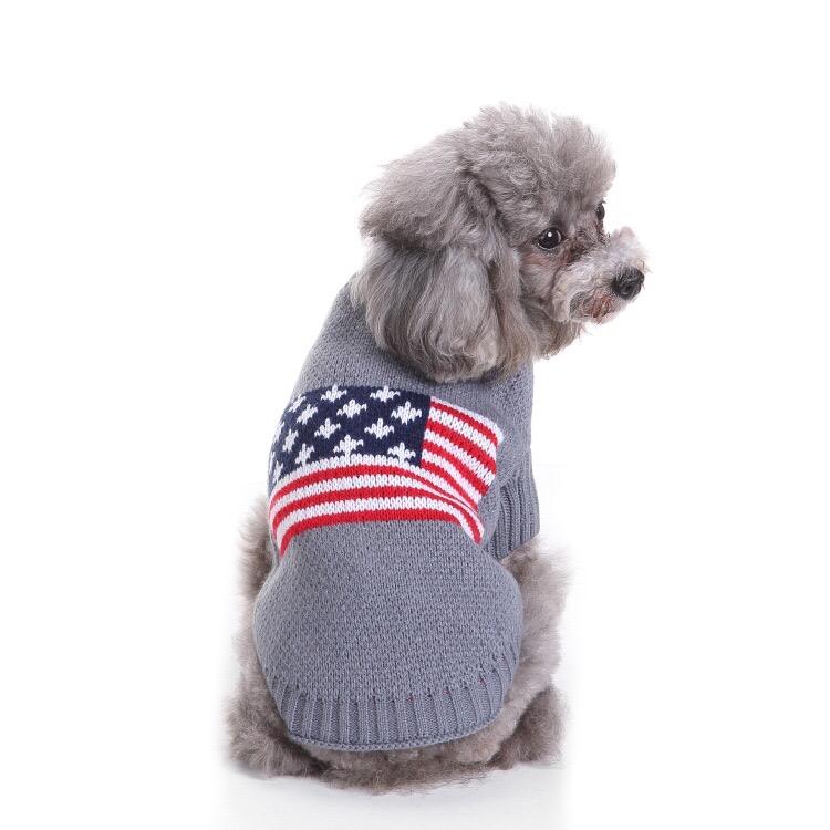 American Flag Dog Jumper | Patriotic Winter Pet Sweater