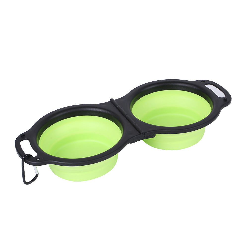 Foldable Silicone Dog Bowl | Portable Double Travel Pet Bowl