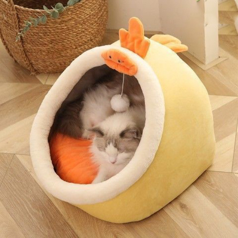 Semi-Enclosed Cat House with Washable Cover