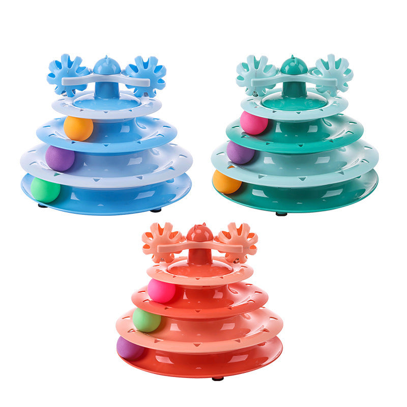 4-Layer Track Ball Cat Toy | Interactive Spinning Turntable