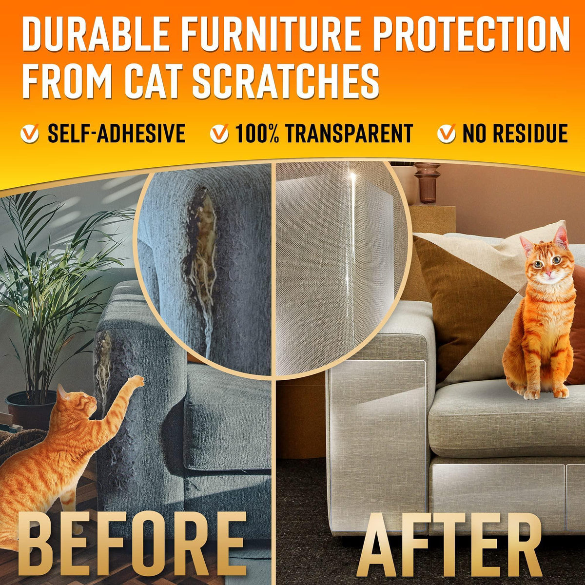 Clear Cat Scratch Furniture Protectors — 16 Sheets
