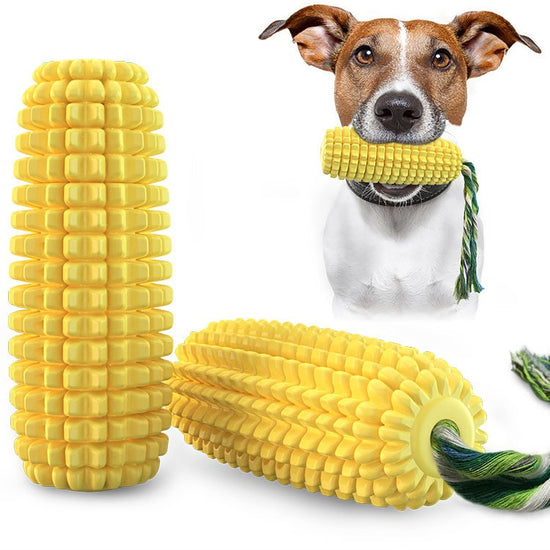 Corn Squeaky Dog Toy | Cotton Rope Teething Chew Stick