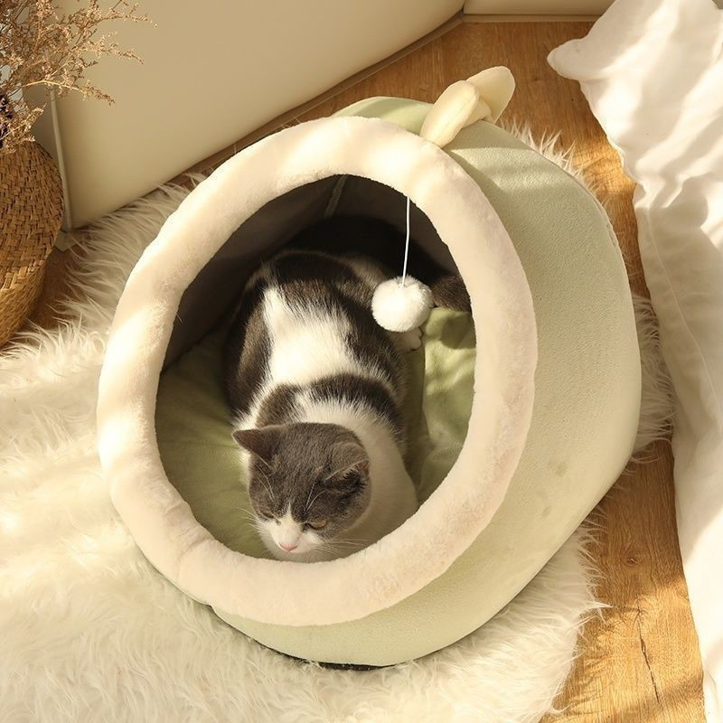 Semi-Enclosed Cat House with Washable Cover