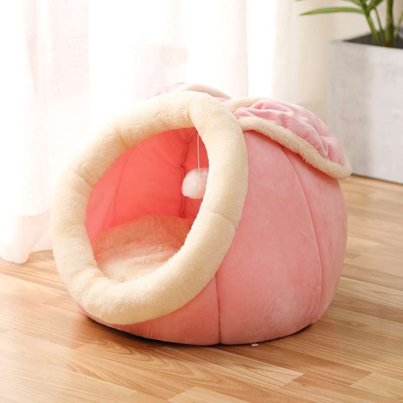 Semi-Enclosed Plush Cat Nest Bed