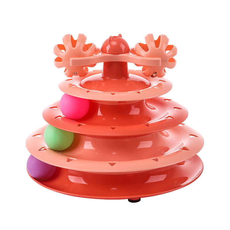 4-Layer Track Ball Cat Toy | Interactive Spinning Turntable