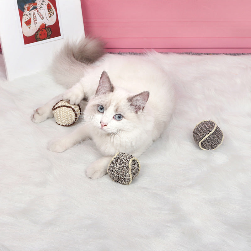 Sisal Cat Ball Toy | Interactive Knitting Ball for Cats