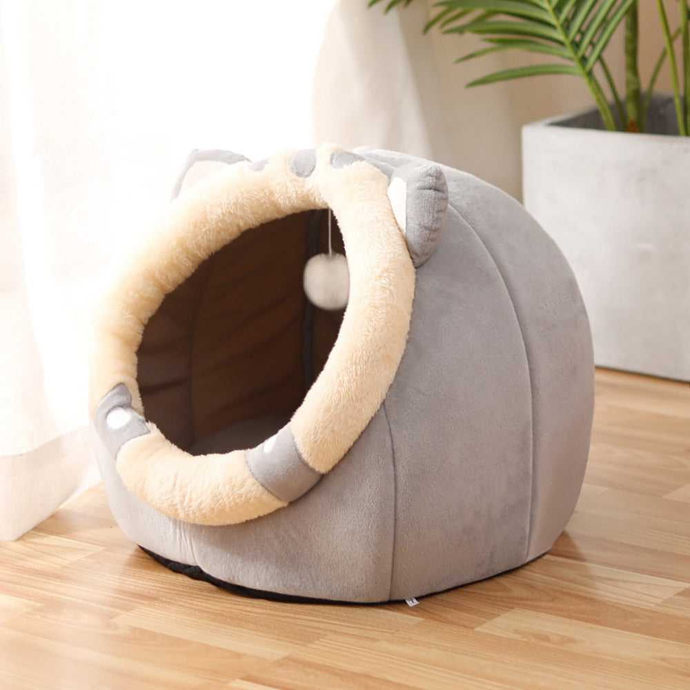 Semi-Enclosed Plush Cat Nest Bed