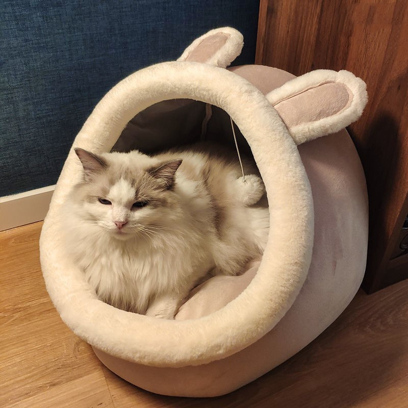 Semi-Enclosed Cat House with Washable Cover