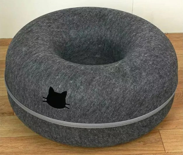 2-in-1 Round Cat Tunnel Bed