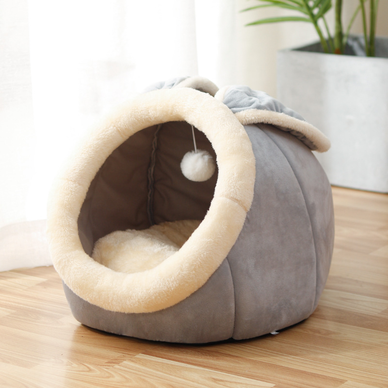 Semi-Enclosed Plush Cat Nest Bed